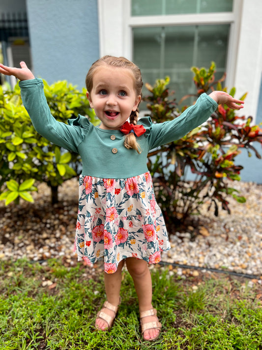 Green Floral Print Dress