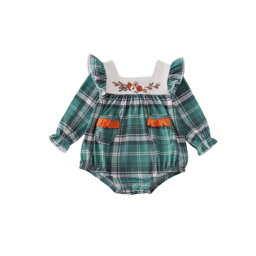 Green Plaid Bubble Romper